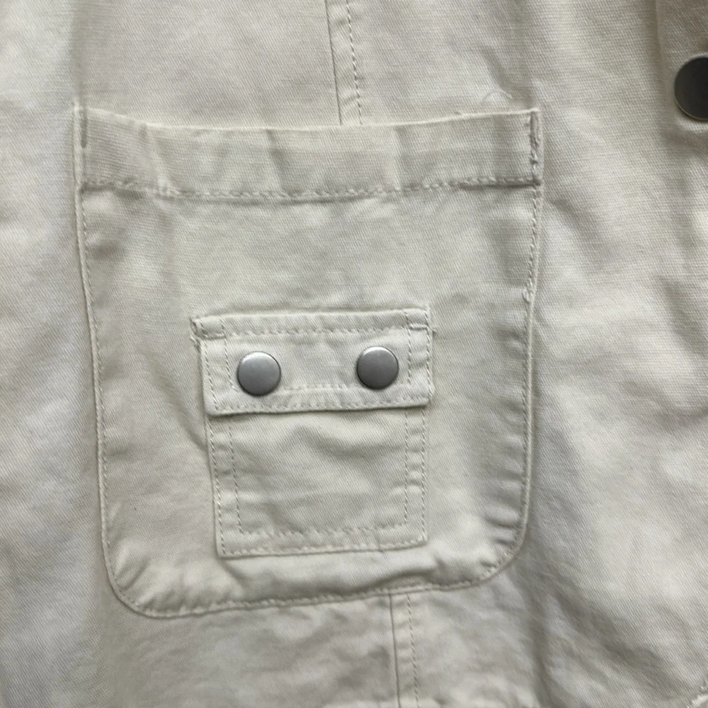 CURVE APPEAL Cream Cotton Soft Denim-Like Jacket Women’s Size Small - Picture 5 of 8